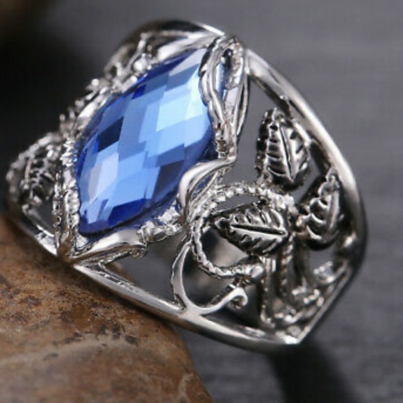NEW 925 Sterling Silver Blue Stone Ring - Picture 2 of 14